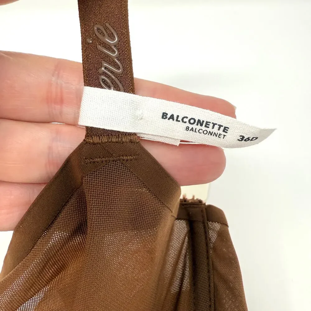 Aerie Smoothez Unlined Underwire Mesh Balconette Bra In Brown Size 36D New
